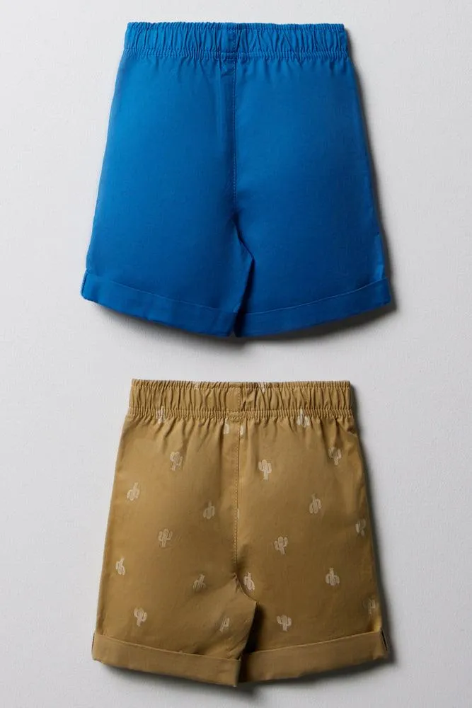 2 Pack Shorts Blue & Natural