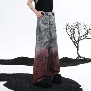【24s Aug.】3D Ripped Gradient Washed Wide-leg Jeans