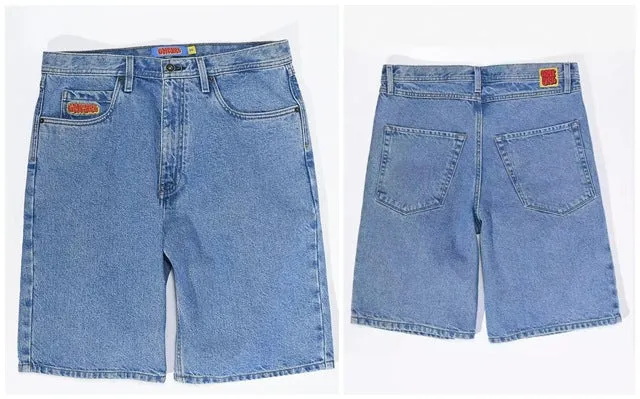 Advbridge 90s fashion men Cropped Pants Men's Loose Wide Leg American Retro Gradient Jeans Men's High Street Straight Oversize Spring and Autumn