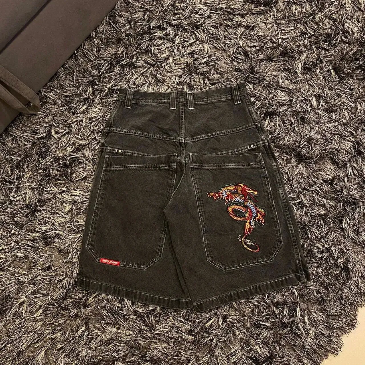 Advbridge 90s fashion men Cropped Pants Men's Loose Wide Leg American Retro Gradient Jeans Men's High Street Straight Oversize Spring and Autumn