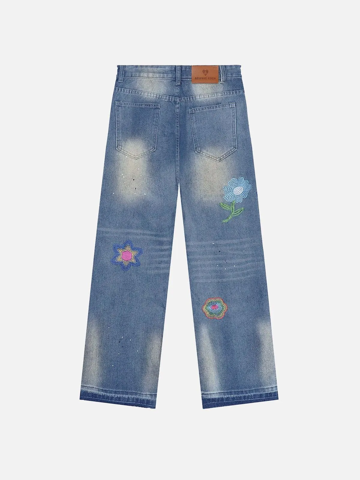 Aelfric Eden Embroidery Flower Washed Loose Jeans