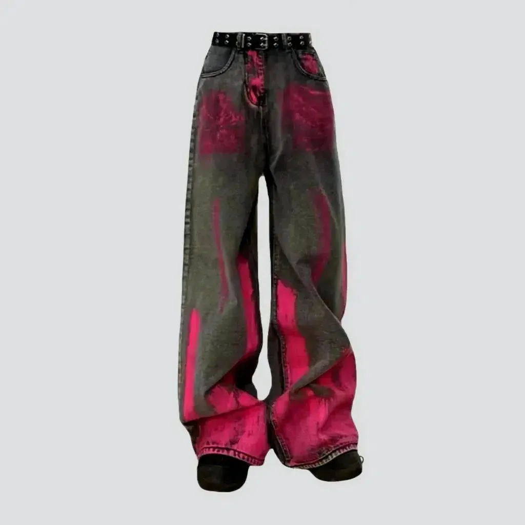 Baggy women's painted jeans