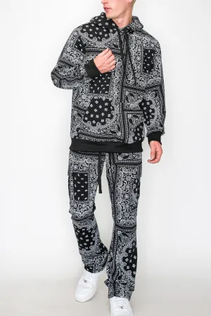 Bandana Pullover Cargo Flared Fleece Set