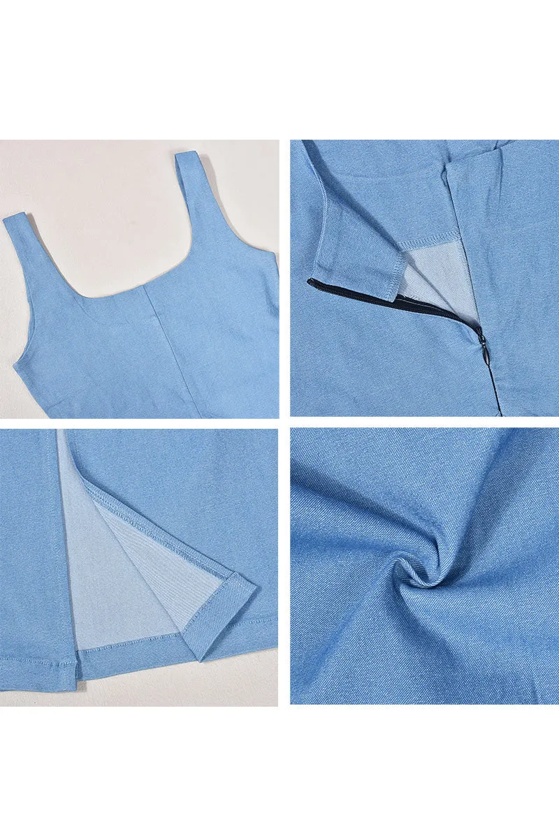 BC522 Denim Long Dress
