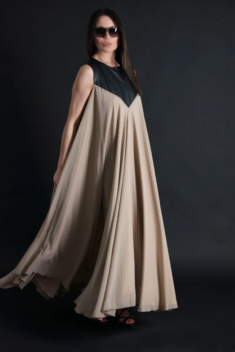Beige Maxi Summer Dress NADIA