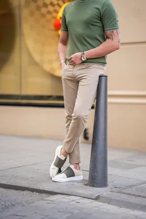 Beige Slim Fit Jeans for Men by GentWith.com