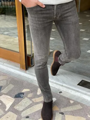 Beige Slim Fit Lycra Jeans for Men by GentWith.com | Worldwide Shipping