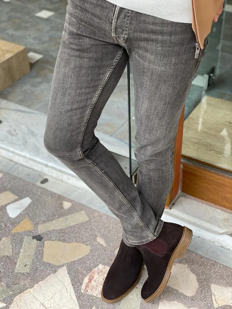 Beige Slim Fit Lycra Jeans for Men by GentWith.com | Worldwide Shipping