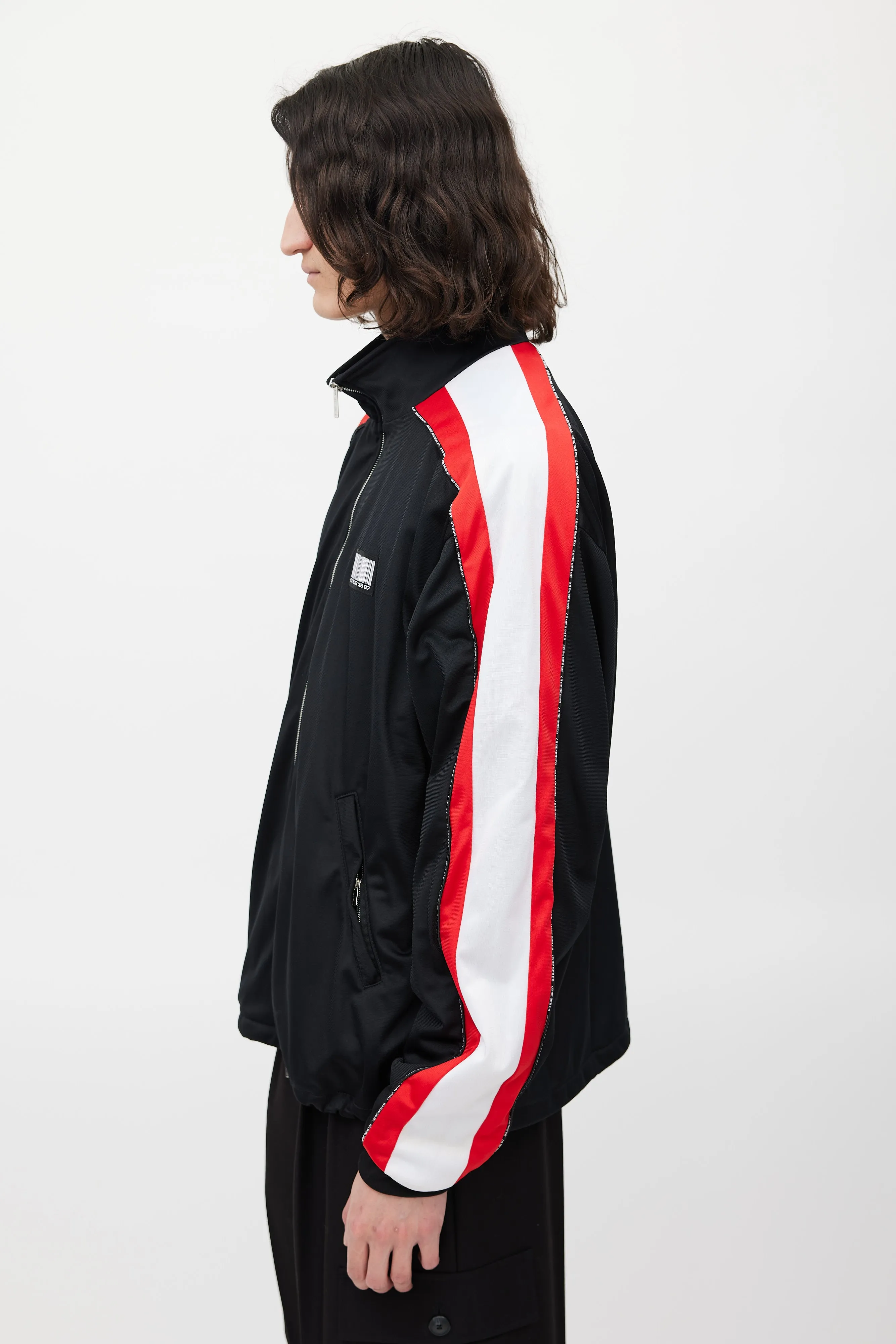 Black & Multicolour Barcode Track Jacket