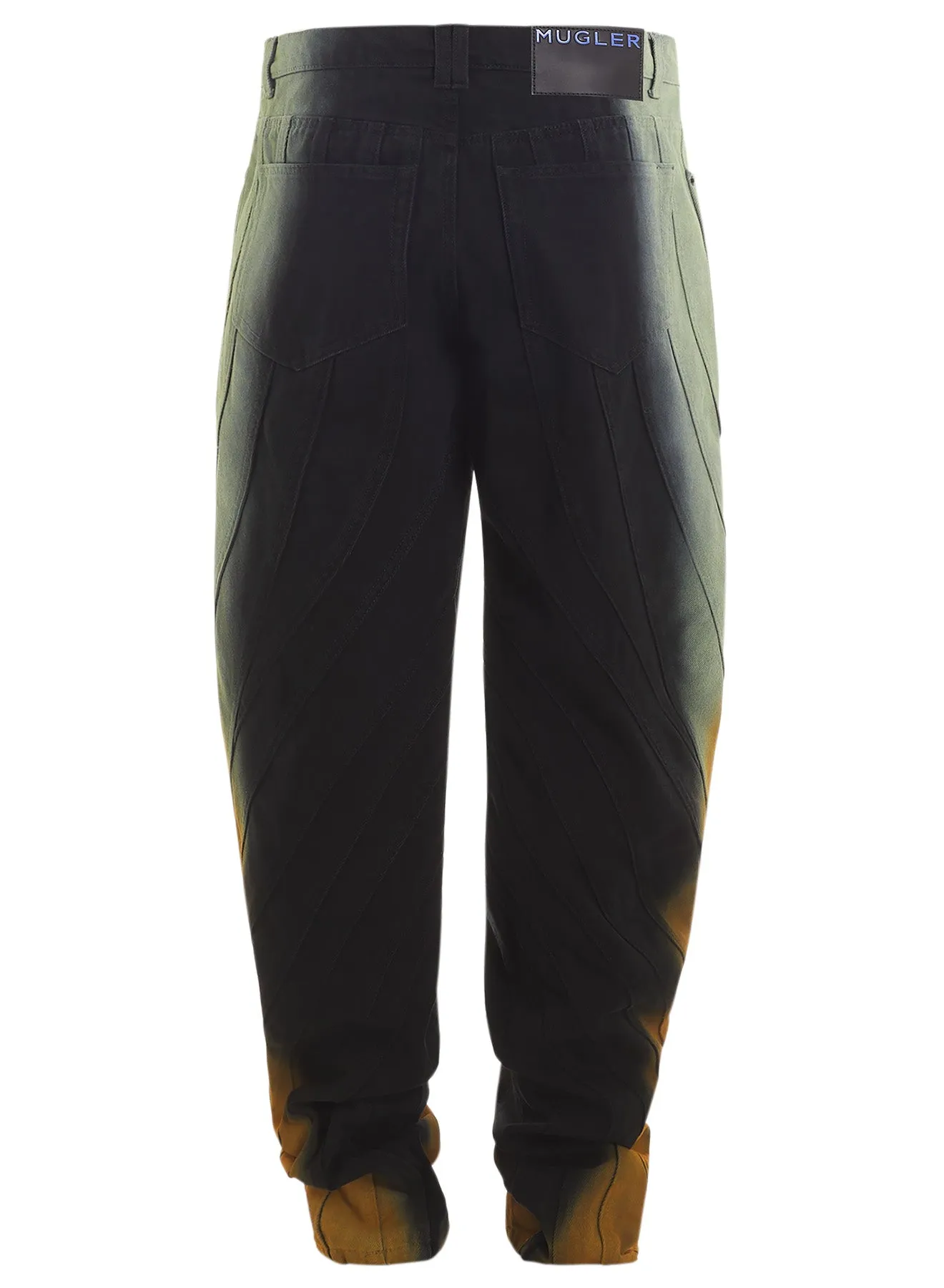 black gradient-effect spiral baggy jeans