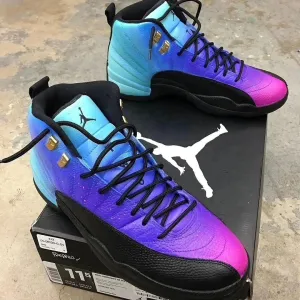 Blue Pure Gradient Custom Nike Air Jordan 12