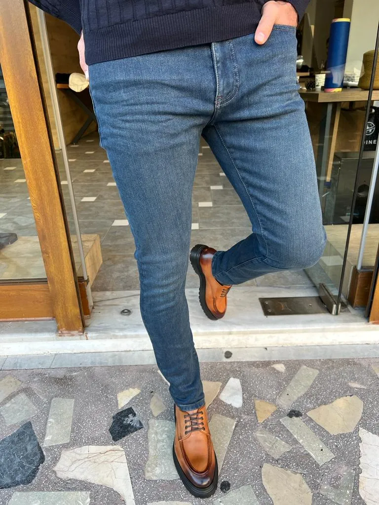Blue Slim Fit Jeans for Men by GentWith.com | Free Worldwide Shipping