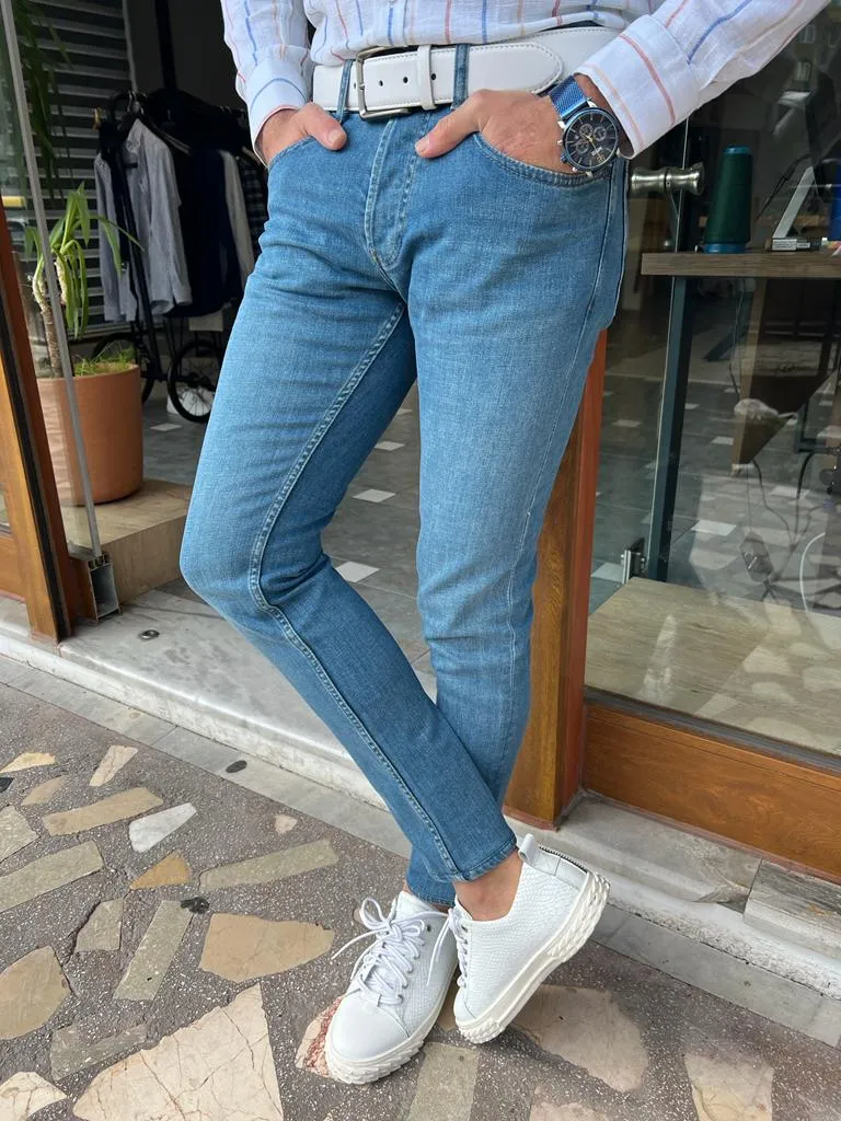 Blue Slim Fit Jeans for Men by GentWith.com | Free Worldwide Shipping