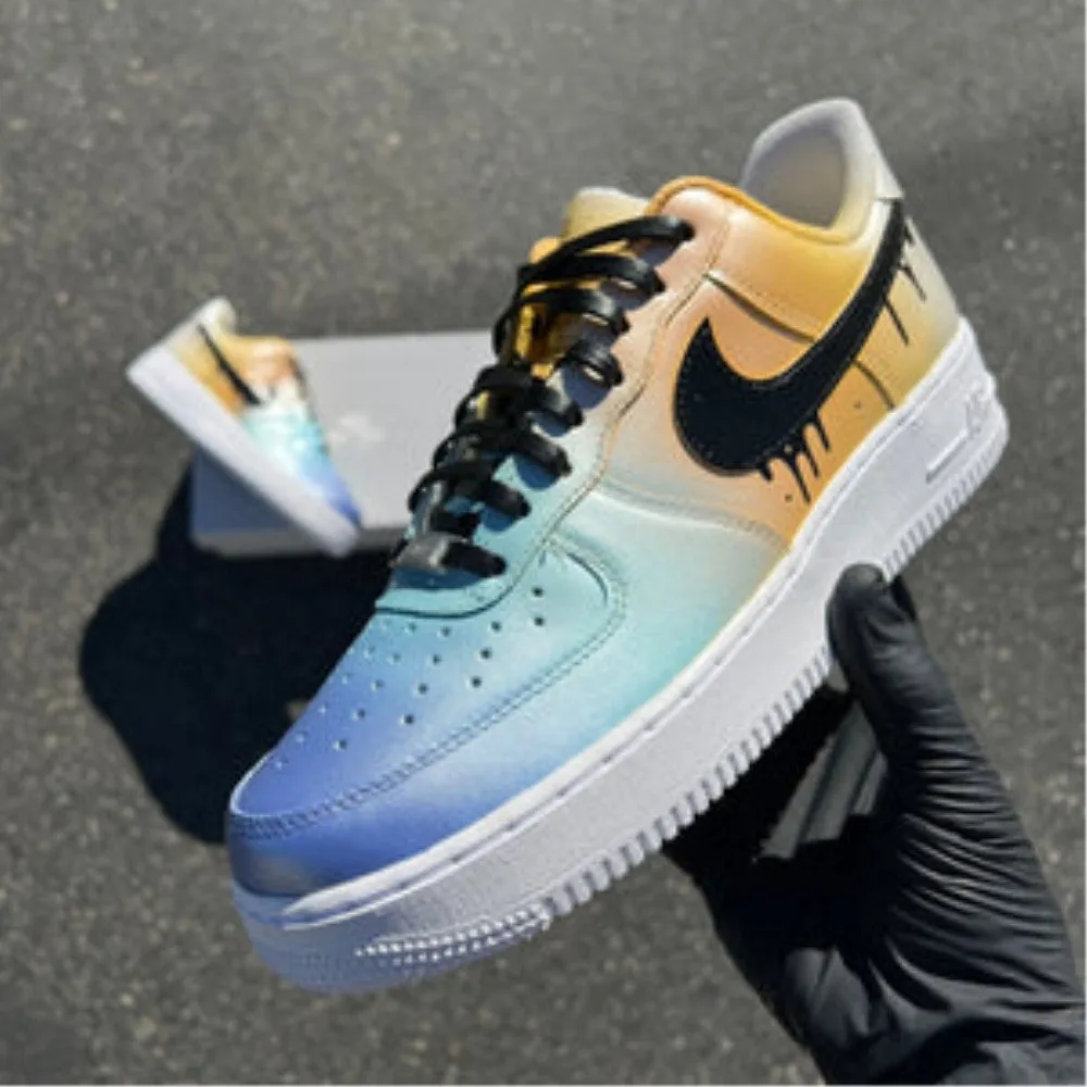 Blue Yellow Gradient Drip Custom Air Force 1