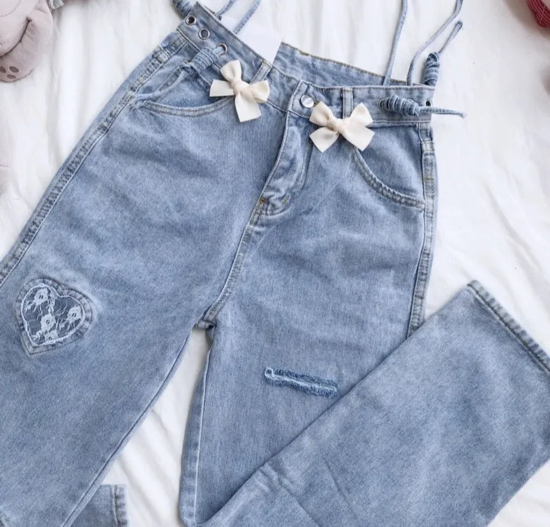 Bow Embellished Denim Jeans