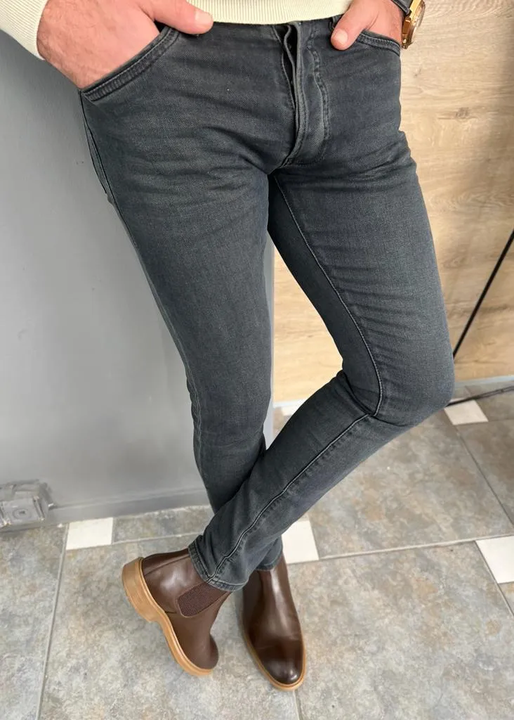 Brown Slim Fit Jeans for Men by GentWith.com | Free Worldwide Shipping