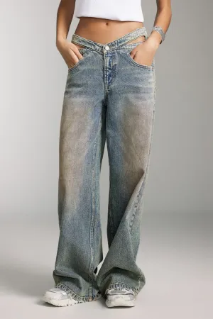 Butterfly Shape Waist Wide Leg Jeans Butterfly Shape Waist Wide Leg Jeans