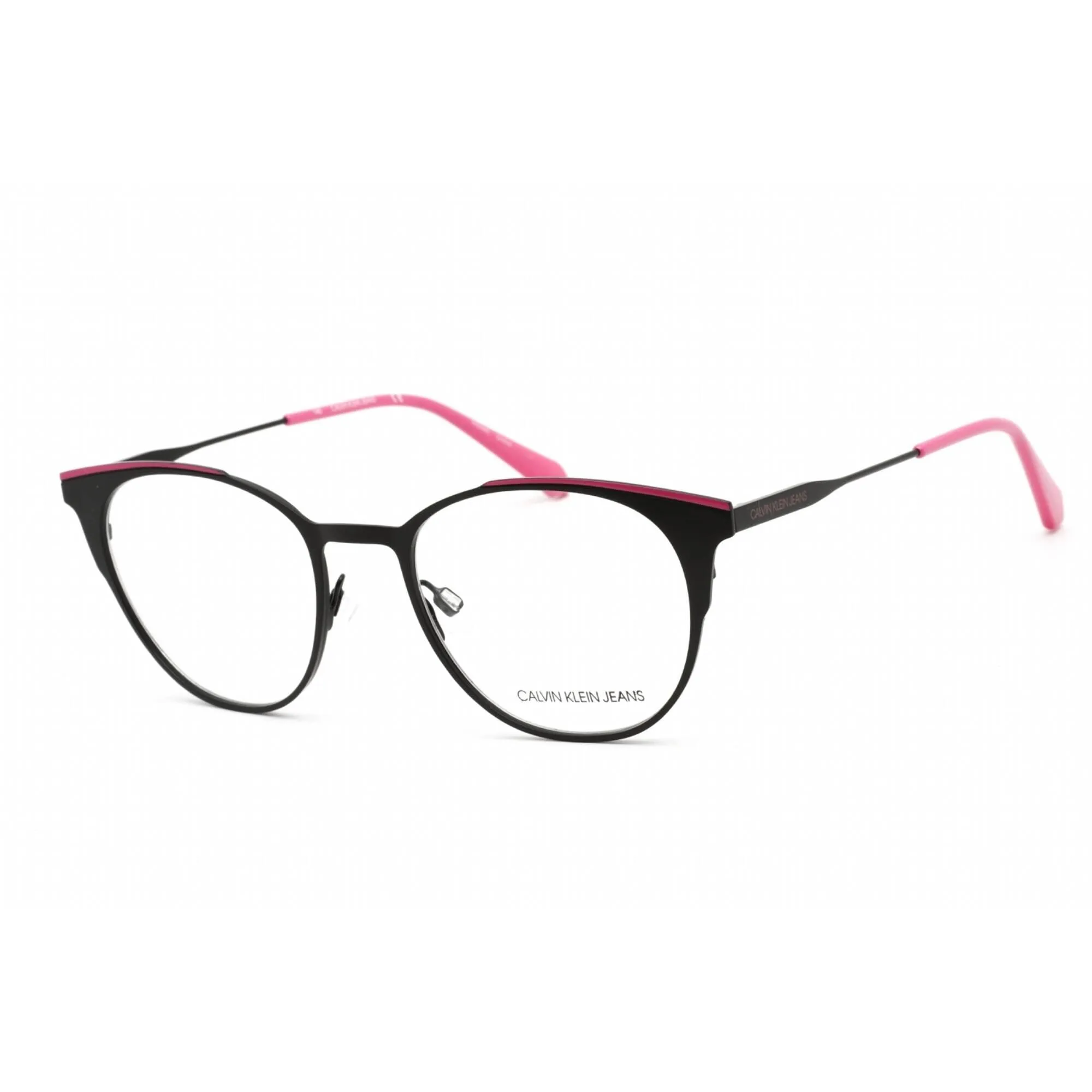 Calvin Klein Jeans Men's Eyeglasses - Black/Bright Rose Metal Round | CKJ21208 081