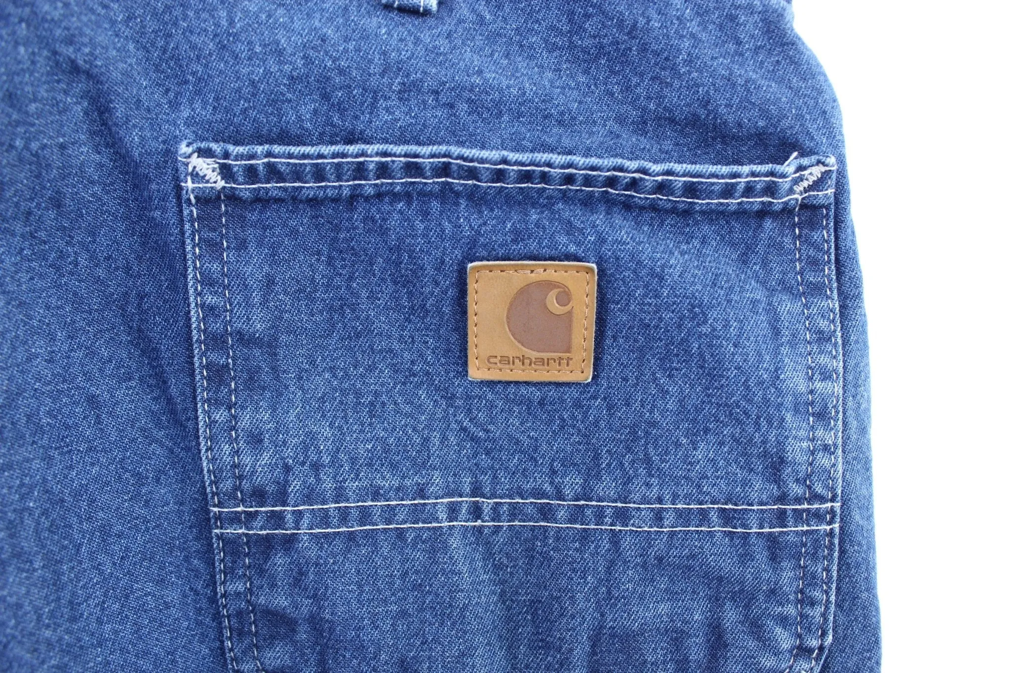 Carhartt Logo Patch Dark Wash Denim Carpenter Jeans