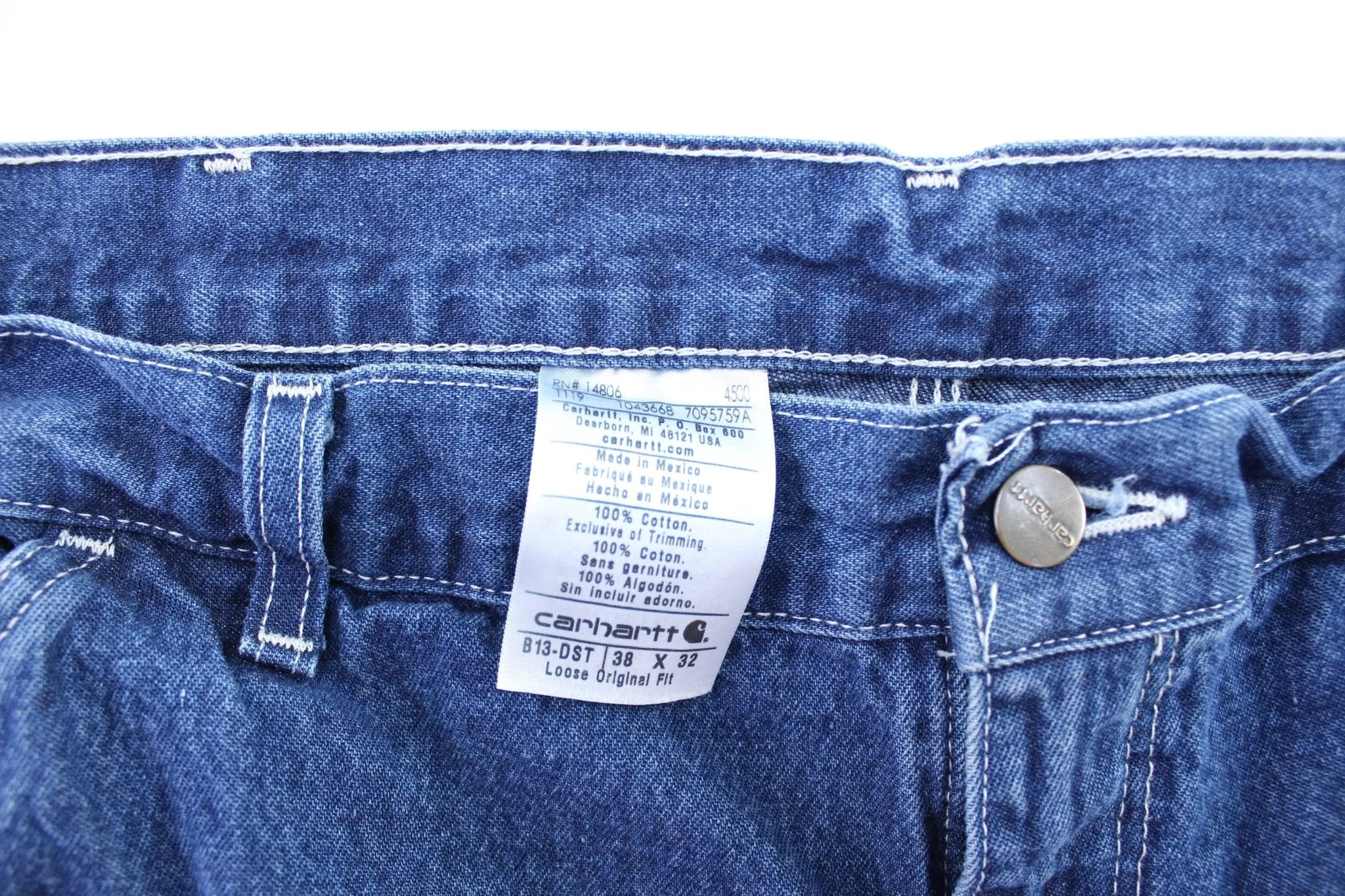 Carhartt Logo Patch Dark Wash Denim Carpenter Jeans