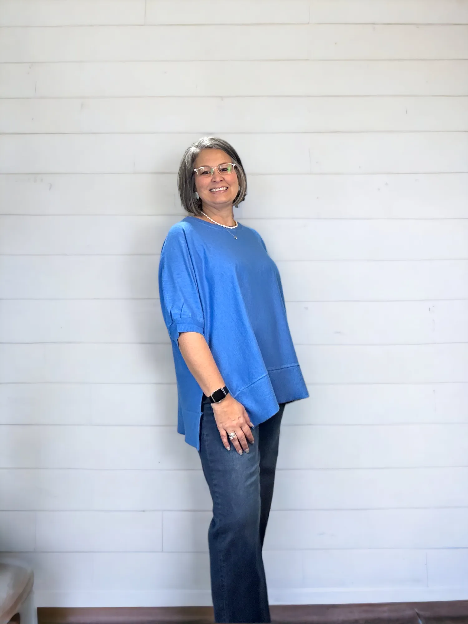 Classic Comfort Side Slit Top (Kelly Green or Royal Blue)