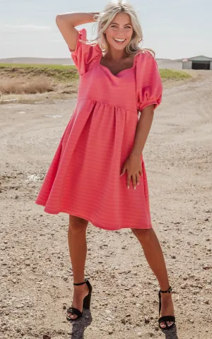 Coral Jacquard Dress