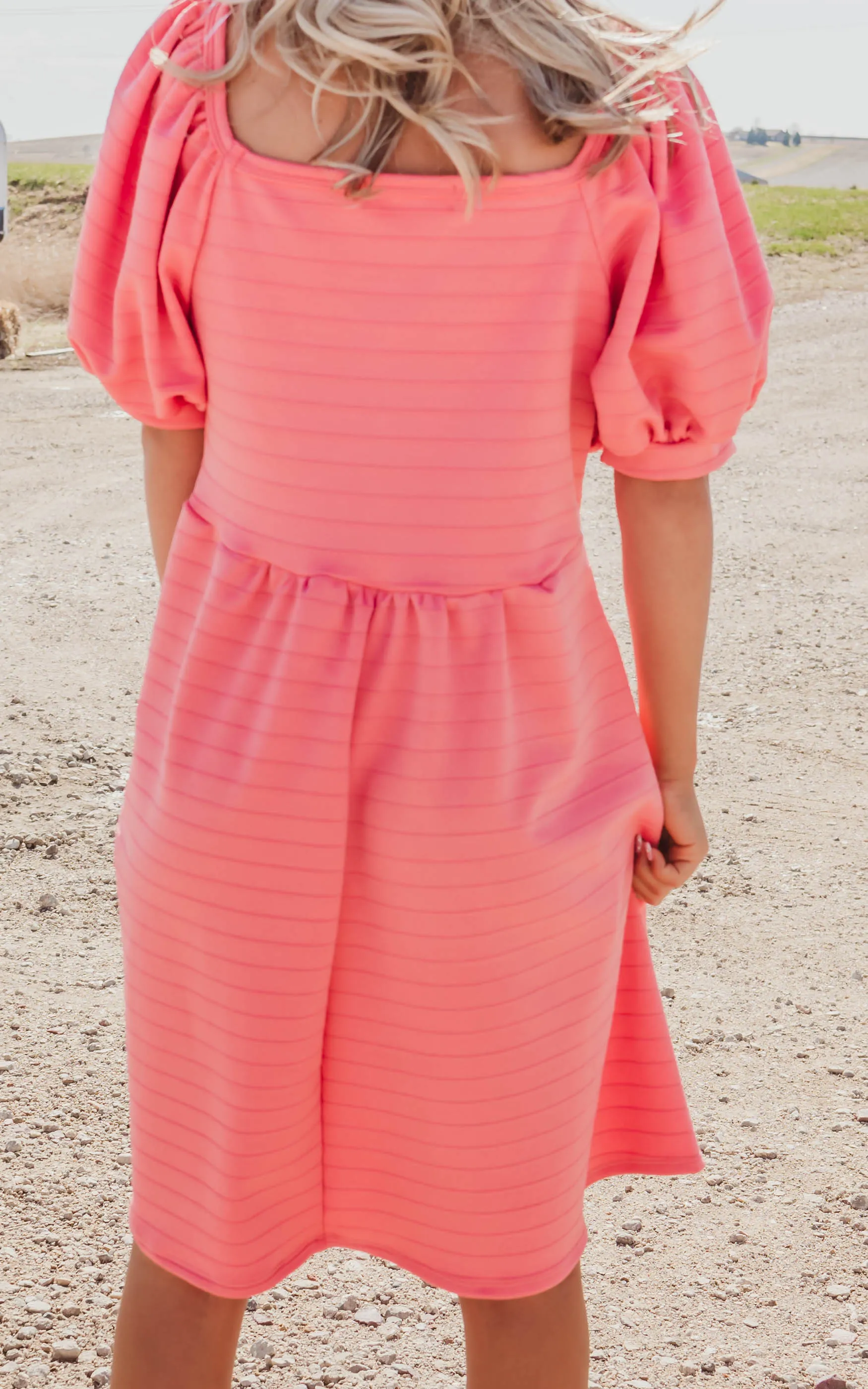 Coral Jacquard Dress