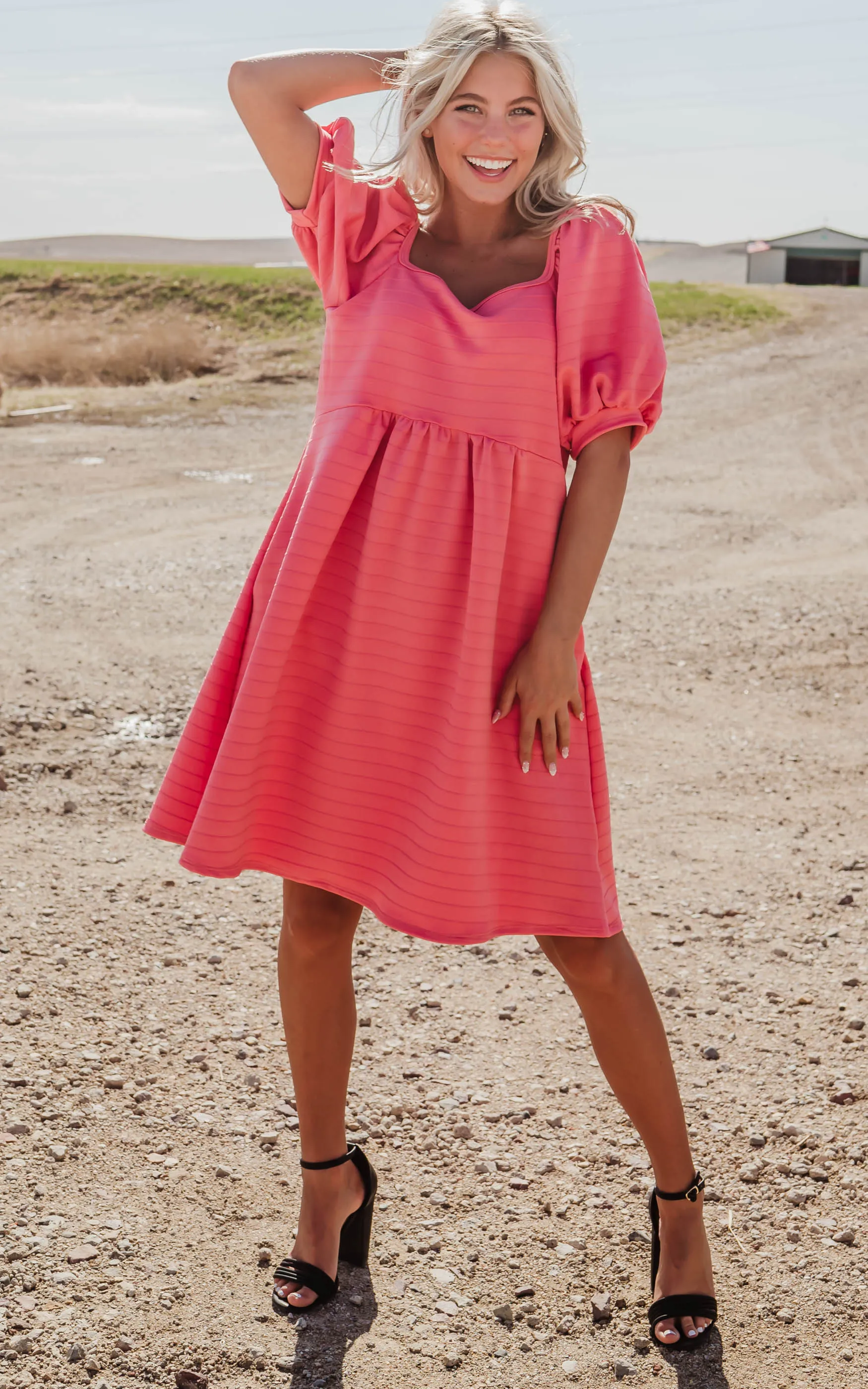 Coral Jacquard Dress