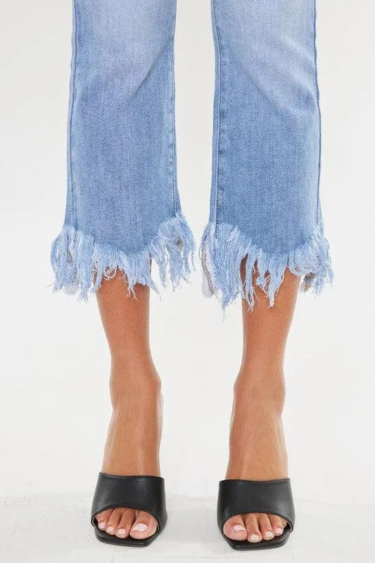 Crop High Rise Bootcut Denim Jeans