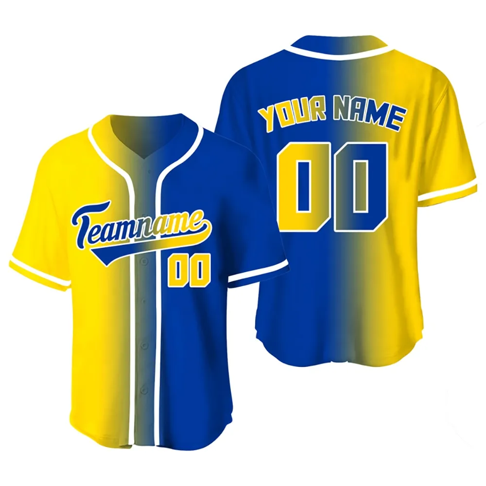 Custom Gradient Color Baseball Jersey Team Clothing Customized Your Name Number Mesh V-Neck Streetwear Man Women Shirt