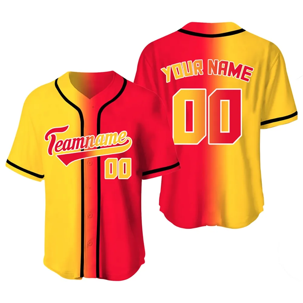 Custom Gradient Color Baseball Jersey Team Clothing Customized Your Name Number Mesh V-Neck Streetwear Man Women Shirt