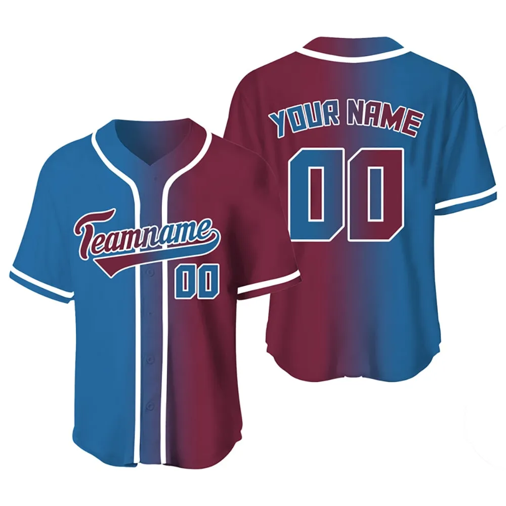 Custom Gradient Color Baseball Jersey Team Clothing Customized Your Name Number Mesh V-Neck Streetwear Man Women Shirt