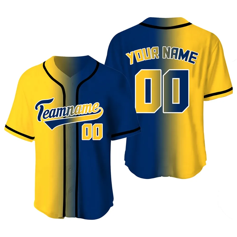 Custom Gradient Color Baseball Jersey Team Clothing Customized Your Name Number Mesh V-Neck Streetwear Man Women Shirt