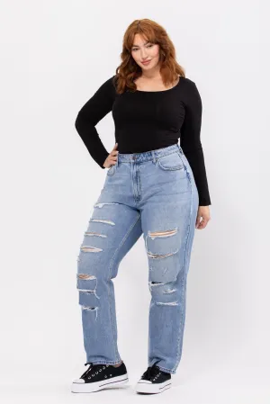 Distressed Plus Size Boyfriend Jeans
