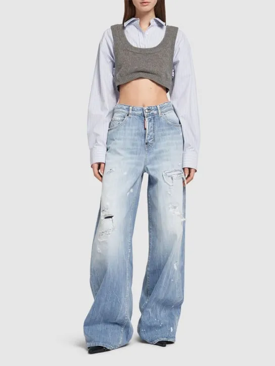 Dsquared2   Traveller medium rise denim wide jeans 