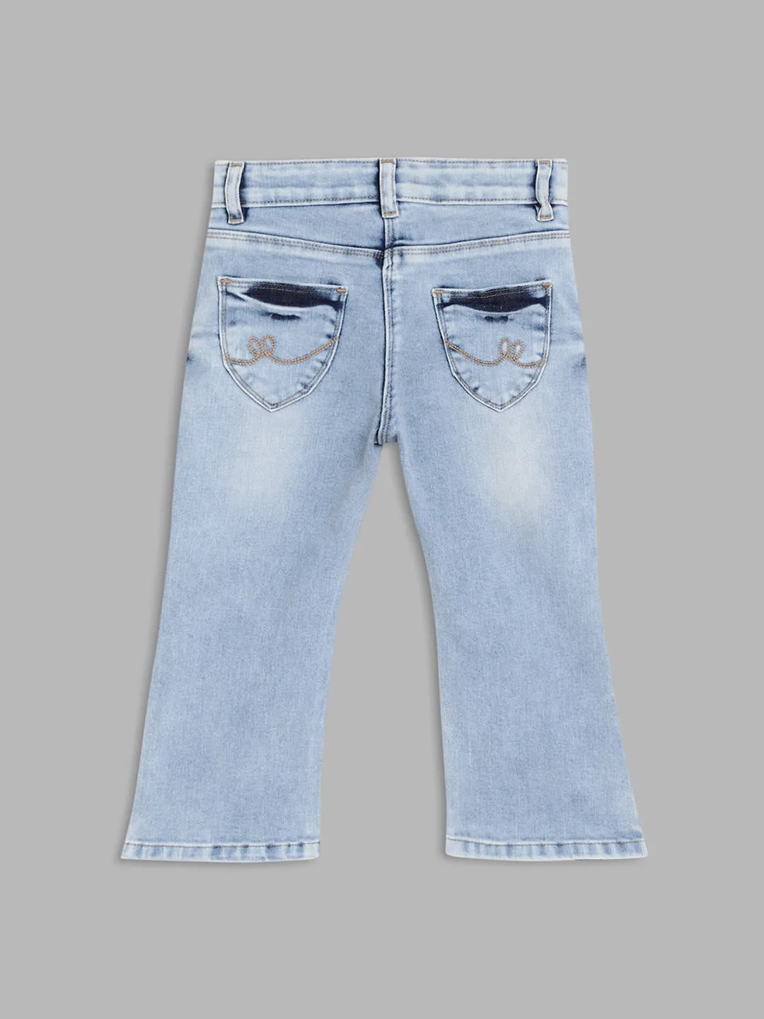 Elle Kids Girls Blue Solid Fit and Flare Jeans