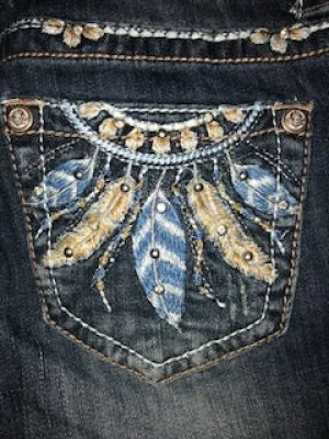 GRACE IN LA BLUE AND CREAM DREAM CATCHER JEANS - JB81183