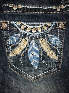 GRACE IN LA BLUE AND CREAM DREAM CATCHER JEANS - JB81183
