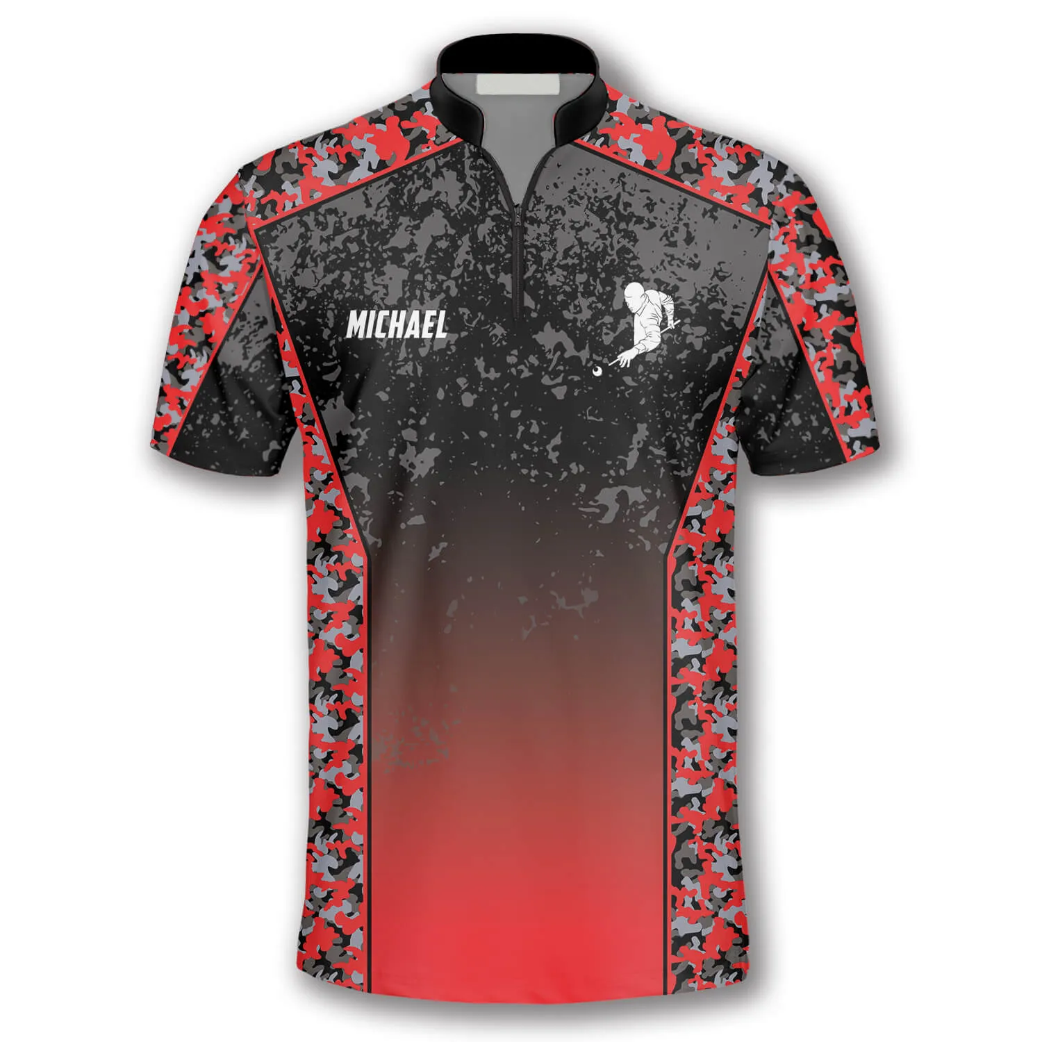 Gradient Red Camouflage Custom Billiard Jerseys for Men, 3D All Over Print Billiard Pattern