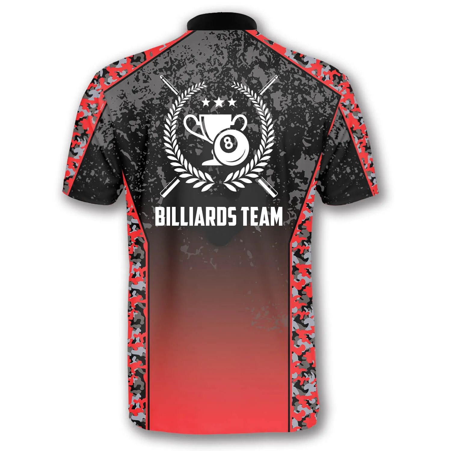 Gradient Red Camouflage Custom Billiard Jerseys for Men, 3D All Over Print Billiard Pattern