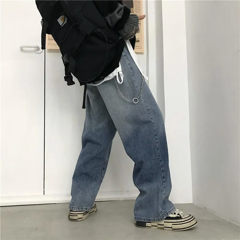 Gradient Washed Teen Trend Denim Wide Leg Jeans