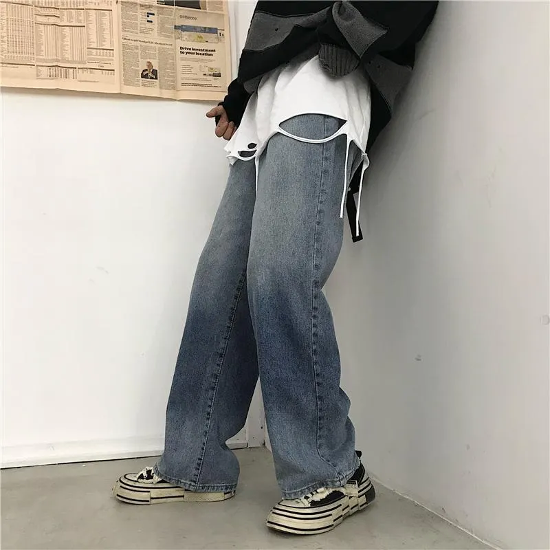 Gradient Washed Teen Trend Denim Wide Leg Jeans