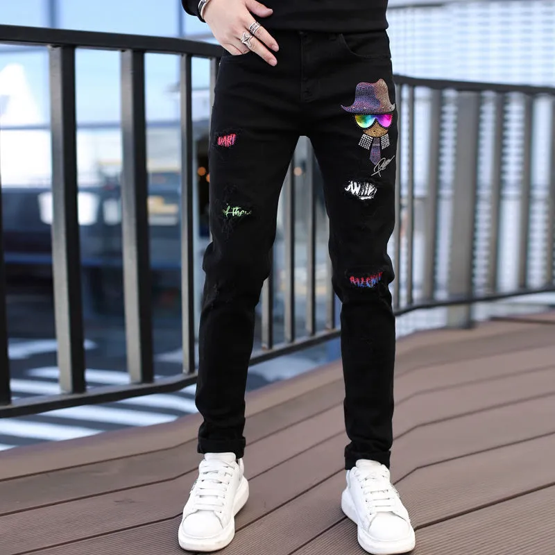 Hat On Star Rhinestone Straight Fit Jeans