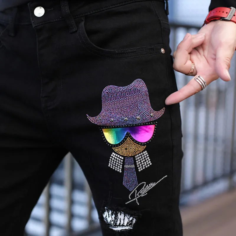 Hat On Star Rhinestone Straight Fit Jeans
