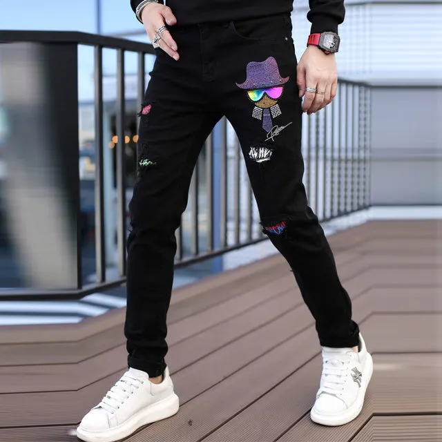 Hat On Star Rhinestone Straight Fit Jeans
