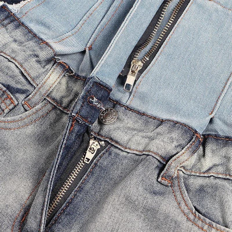 HEYFANCYSTYLE High Waist Distressed Denim Trousers
