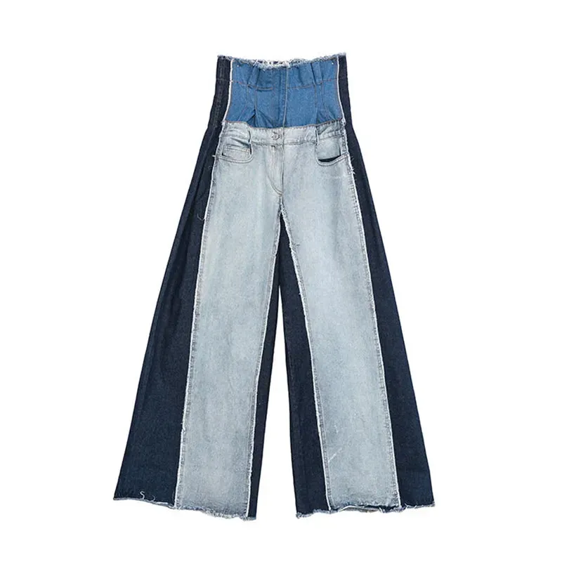 HEYFANCYSTYLE High Waist Distressed Denim Trousers