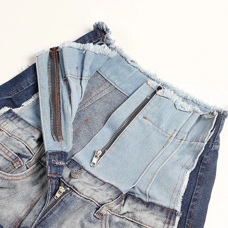 HEYFANCYSTYLE High Waist Distressed Denim Trousers