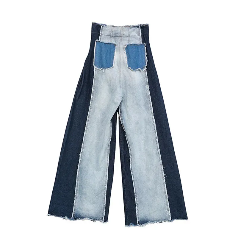 HEYFANCYSTYLE High Waist Distressed Denim Trousers
