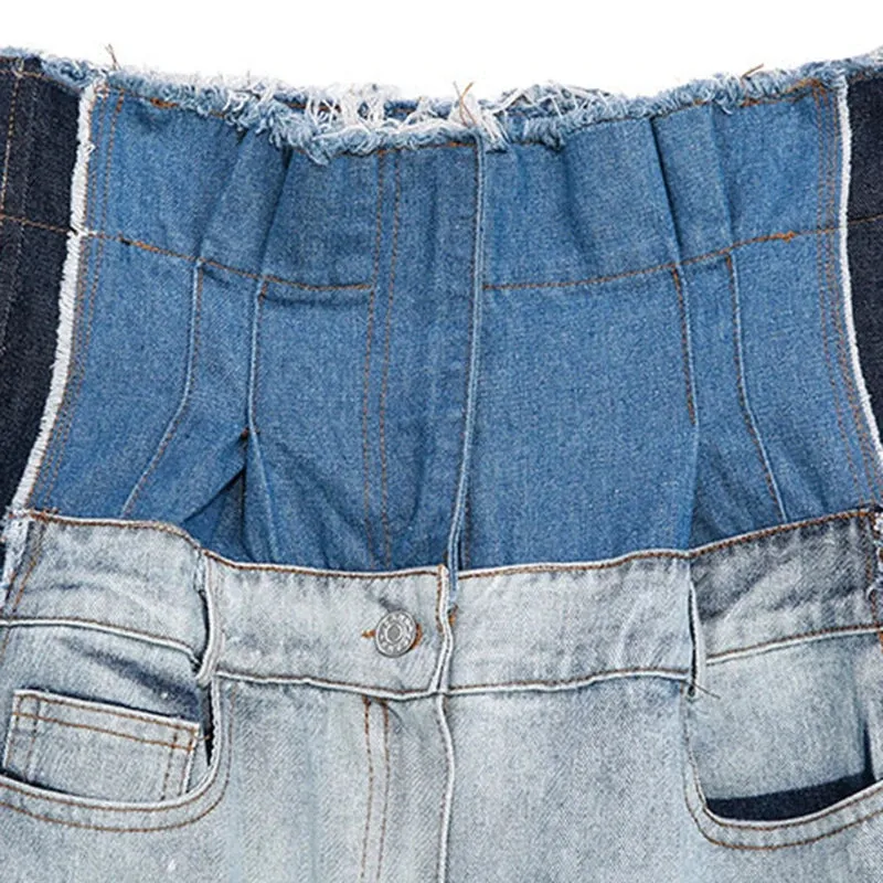 HEYFANCYSTYLE High Waist Distressed Denim Trousers